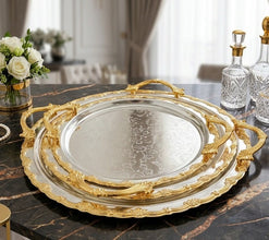 3-Piece Round Gold Plated Serving Tray Set — WIMU Kitchen Nairobi — Kenya · WIMU Kitchen