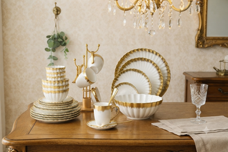 44-Piece Shell Dinner Set – Complete Shell-Design Tableware for the Family Table — WIMU Kitchen Nairobi — Kenya · WIMU Kitchen