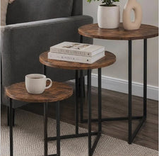 3 Piece Nesting Tables, Walnut & Black Metal — view 4 — Kenya · WIMU Kitchen