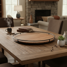 Acacia Wood Serving Tray with Steel Sides – 42cm Rustic Kitchen & Display Tray — WIMU Kitchen Nairobi — Kenya · WIMU Kitchen
