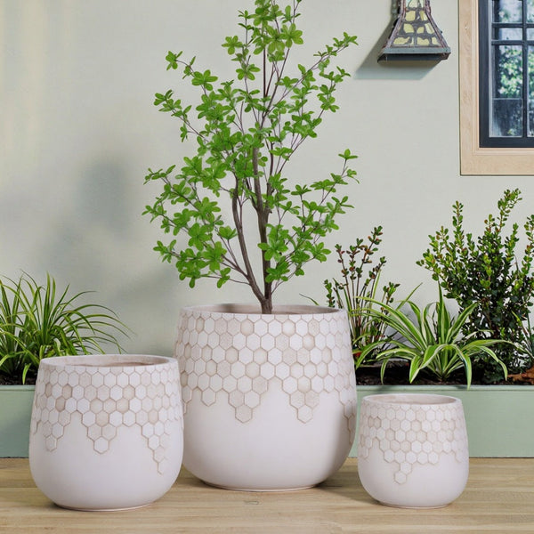 Honeycomb Textured Concrete Planters - Indoor and Outdoor Plant Pots in 3 Sizes — WIMU Kitchen Nairobi — Kenya · WIMU Kitchen Nairobi