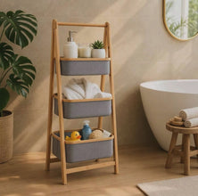 Foldable Bamboo Laundry Hamper with Pull-Out Baskets and Storage Shelf — WIMU Kitchen Nairobi — Kenya · WIMU Kitchen