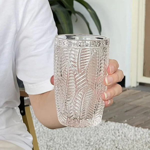 Retro Embossed Leaf Drinking Glasses — Kenya · WIMU Kitchen Nairobi