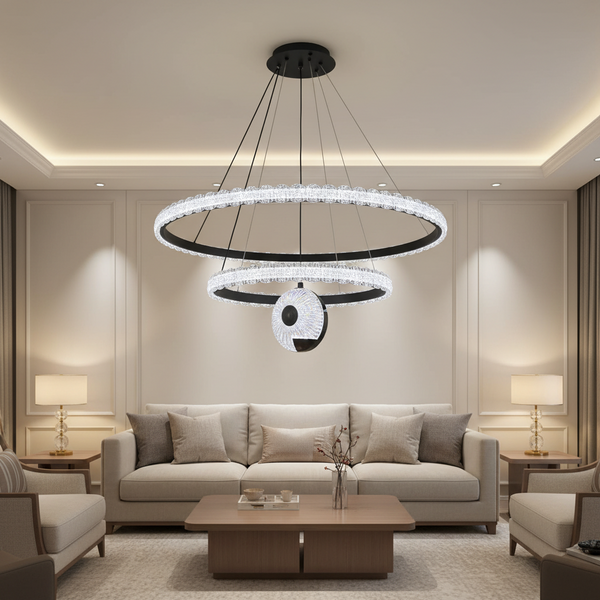 Double Ring Scallop Crystal Chandelier — Kenya · WIMU Kitchen Nairobi