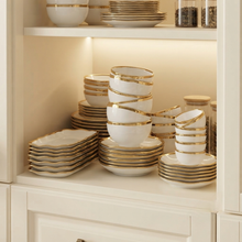 30 Piece White Ceramic Dinner Set with Gold Ring Detail — view 4 — Kenya · WIMU Kitchen