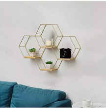 4-Piece Hexagon Floating Wall Shelf Set – Gold Metal Frame with Wood Base — WIMU Kitchen Nairobi — Kenya · WIMU Kitchen