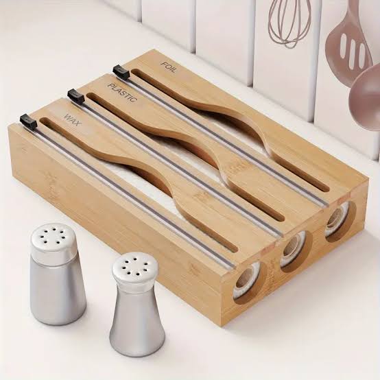 3-in-1 Bamboo Kitchen Paper Towel Dispenser with Built-In Cutters for Foil & Cling Film — WIMU Kitchen Nairobi — Kenya · WIMU Kitchen Nairobi