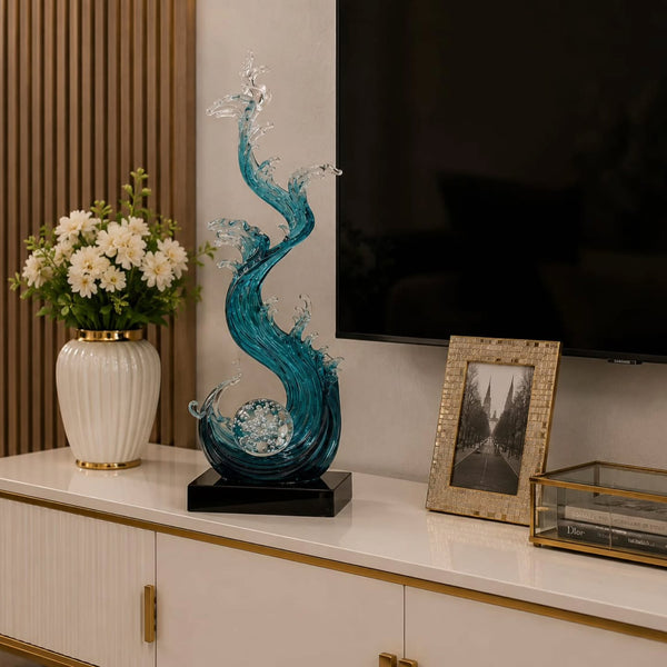 75cm Tall Ocean Wave Resin Sculpture with Crystal Ball Accent for Living Rooms & Offices — WIMU Kitchen Nairobi — Kenya · WIMU Kitchen Nairobi