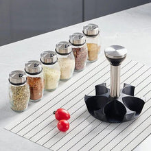 7 Piece Rotating Spice Jar Set with Stand — view 2 — Kenya · WIMU Kitchen