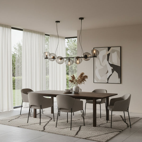 Linear Ribbed Globe Chandelier — Kenya · WIMU Kitchen Nairobi