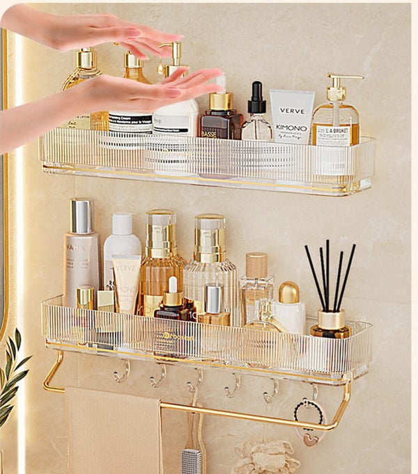 Wall Mounted Bathroom Shelf with Towel Bar and 6 Hooks for Space-Saving Storage — WIMU Kitchen Nairobi — Kenya · WIMU Kitchen Nairobi