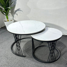 Black Metal Nesting Coffee Table Set with White Marble Top - 2 Round Tables in 2 Frame Designs — WIMU Kitchen Nairobi — Kenya · WIMU Kitchen