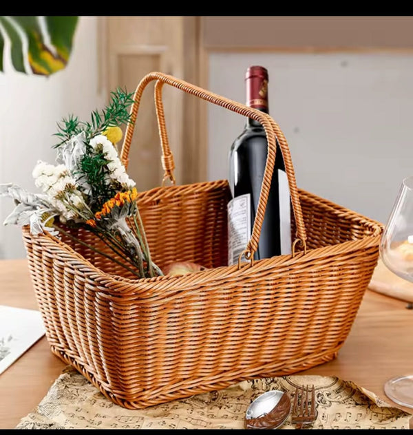 Rattan Wicker Basket with Handle - 40 x 30 x 18cm Brown Multipurpose Basket — WIMU Kitchen Nairobi — Kenya · WIMU Kitchen Nairobi