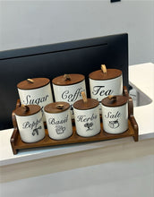 Luxury 8-Piece Ceramic Canister Set with Tray – Ribbed Jars & Airtight Bamboo Lids — WIMU Kitchen Nairobi — Kenya · WIMU Kitchen