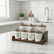 Luxury 8-Piece Ceramic Canister Set with Tray – Ribbed Jars & Airtight Bamboo Lids — WIMU Kitchen Nairobi — Kenya · WIMU Kitchen