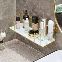 Marble Glass Bathroom Shelf with Iron Frame - Wall-Mounted Vanity Storage — WIMU Kitchen Nairobi — Kenya · WIMU Kitchen