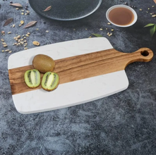 Acacia wood cheese and charcuterie board with marble inlay – detail — Kenya · WIMU Kitchen