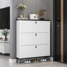 White Wooden Shoe Rack Cabinet with Flip-Down Doors - Concealed Compact Shoe Storage — WIMU Kitchen Nairobi — Kenya · WIMU Kitchen