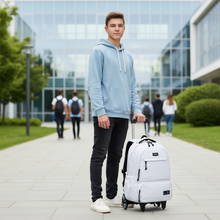 Waterproof Wheeled Student Backpack, Ash Grey — view 3 — Kenya · WIMU Kitchen