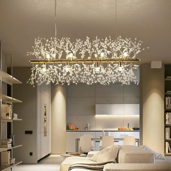 Crystal Branch Linear Gold Twig Pendant Chandelier Light — Kenya · WIMU Kitchen Nairobi