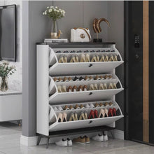 White Wooden Shoe Rack Cabinet with Flip-Down Doors - Concealed Compact Shoe Storage — WIMU Kitchen Nairobi — Kenya · WIMU Kitchen