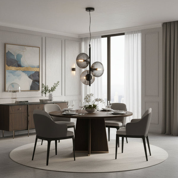 3 Light Ribbed Glass Cluster Pendant Chandelier — Kenya · WIMU Kitchen Nairobi