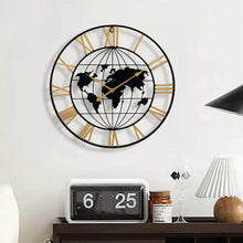 60cm Metallic World Map Wall Clock with Roman Numerals — WIMU Kitchen Nairobi — Kenya · WIMU Kitchen