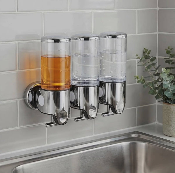 Wall-Mounted Multi-Chamber Soap & Shampoo Dispenser – Space-Saving Pump — WIMU Kitchen Nairobi — Kenya · WIMU Kitchen Nairobi