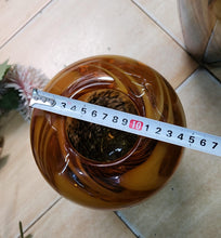 Handblown Amber Swirl Glass Vase with Caramel, Brown & Smoke Grey Pattern — WIMU Kitchen Nairobi — Kenya · WIMU Kitchen