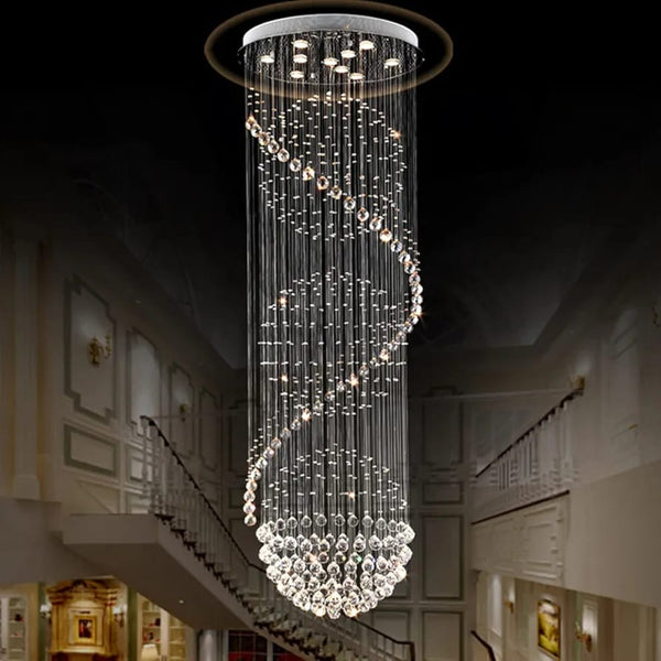 Spiral Crystal Rain Chandelier with Cascading K9 Crystal beads and balls — Kenya · WIMU Kitchen Nairobi
