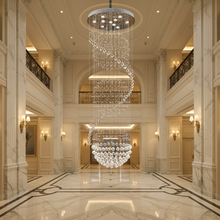 Spiral Crystal Rain Chandelier with Cascading K9 Crystal beads and balls — Kenya · WIMU Kitchen