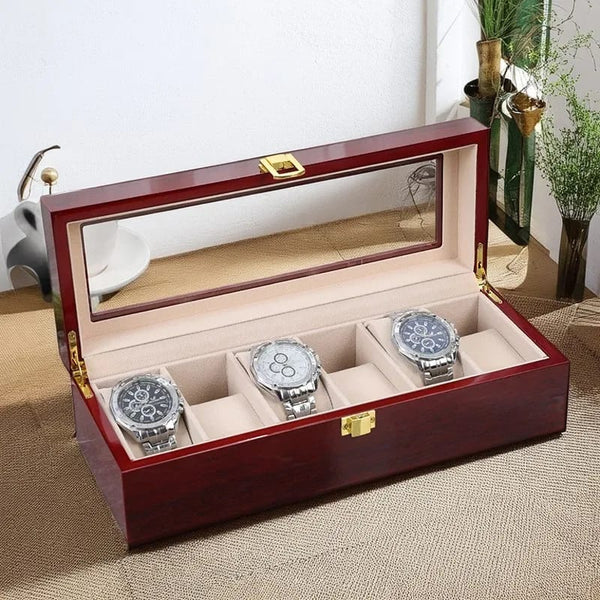 6-Slot Wooden Watch Organiser with Glass Top - Display Case for Watches — WIMU Kitchen Nairobi — Kenya · WIMU Kitchen Nairobi