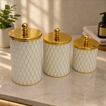 3-in-1 White Storage Jar Set – Gold Finish — Kenya · WIMU Kitchen