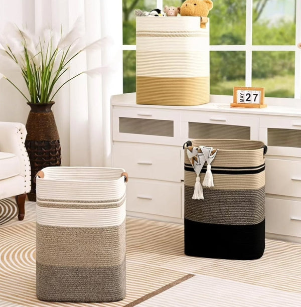 Rope Woven Laundry Hamper with Leather Handles — WIMU Kitchen Nairobi — Kenya · WIMU Kitchen Nairobi