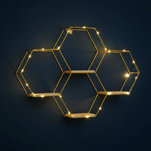 4-Piece Hexagon Wall Shelf with LED Lights, Matte Gold Floating Honeycomb Shelves — WIMU Kitchen Nairobi — Kenya · WIMU Kitchen