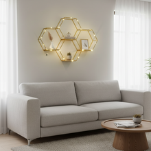 4-Piece Hexagon Wall Shelf with LED Lights, Matte Gold Floating Honeycomb Shelves — WIMU Kitchen Nairobi — Kenya · WIMU Kitchen
