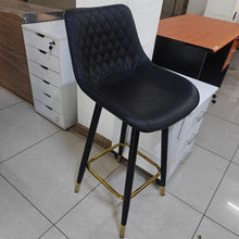 75cm Diamond-Quilted Bar Stool, Black PU Leather, Gold Accents — WIMU Kitchen Nairobi — Kenya · WIMU Kitchen