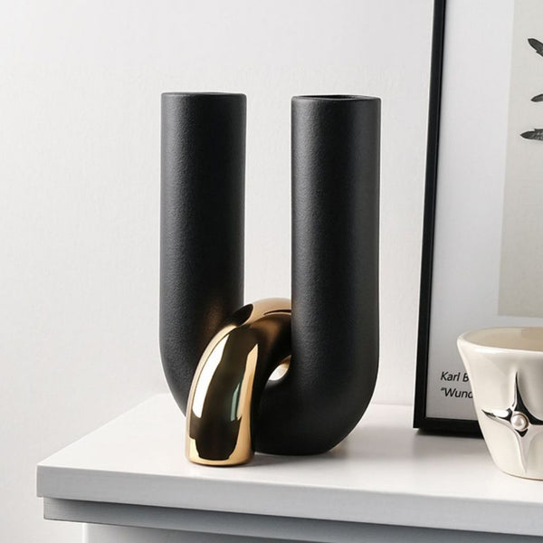 Noir Curve Ceramic Vase - Matte Black Sculptural Accent — WIMU Kitchen Nairobi — Kenya · WIMU Kitchen Nairobi