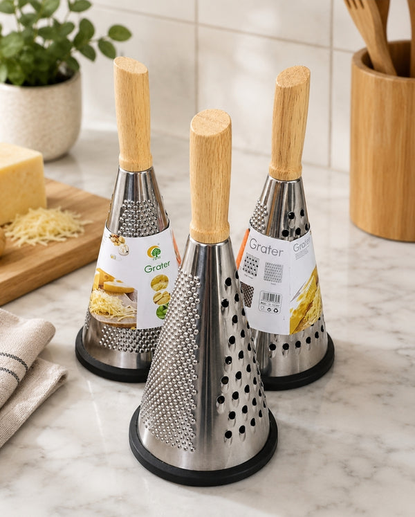 4-Sided Stainless Steel Kitchen Grater with Wooden Handle — Kenya · WIMU Kitchen Nairobi