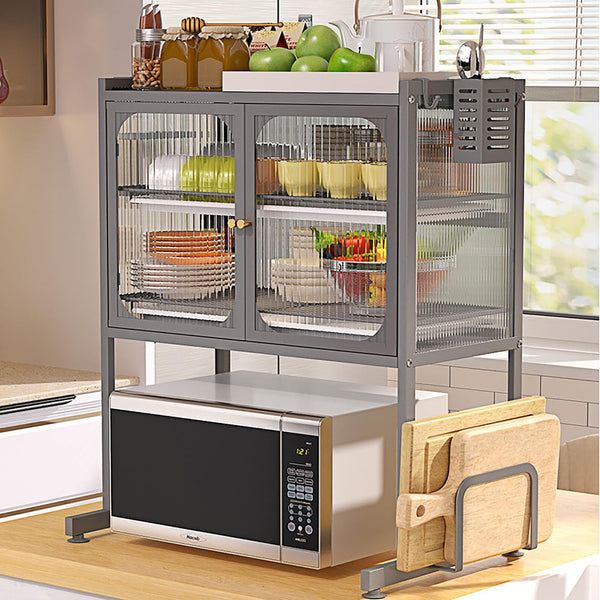 Kitchen Storage Rack with Microwave Stand, Metal Shelves and Side Holders — WIMU Kitchen Nairobi — Kenya · WIMU Kitchen Nairobi