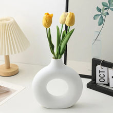 Sculptural Statement Circular Donut White Ceramic Vase — WIMU Kitchen Nairobi — Kenya · WIMU Kitchen