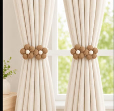 Bohemian Flower Curtain Tiebacks, White or Beige — view 2 — Kenya · WIMU Kitchen