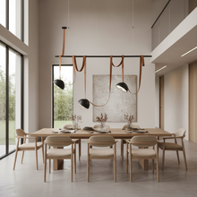 Leather Strap Linear & Dome Island Chandelier — Kenya · WIMU Kitchen