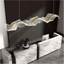 Wave Ribbon Pendant Acrylic Chandelier LED Sculptural Light — Kenya · WIMU Kitchen