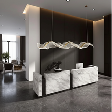 Wave Ribbon Pendant Acrylic Chandelier LED Sculptural Light — Kenya · WIMU Kitchen