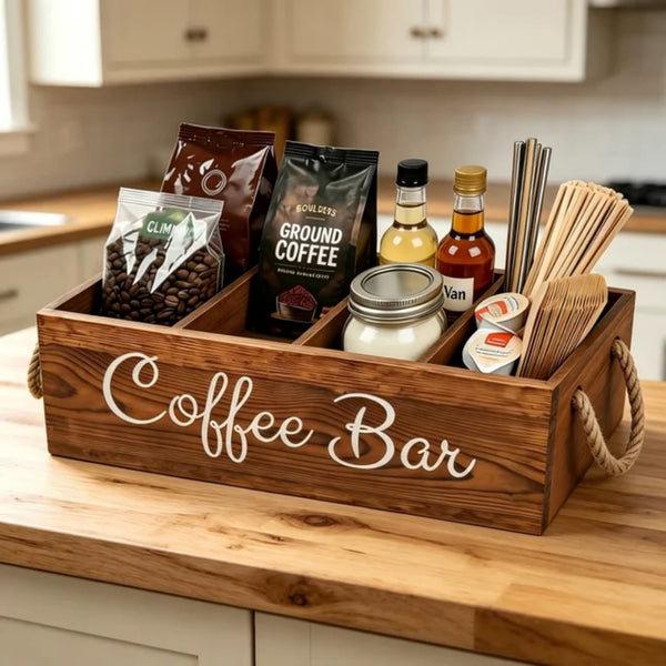 Wooden Tea and Coffee Holder with Removable Dividers - Countertop Beverage Organiser — WIMU Kitchen Nairobi — Kenya · WIMU Kitchen Nairobi