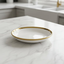 6 Ceramic Soup Plates with Gold Ring, 8 Inch — view 4 — Kenya · WIMU Kitchen