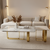 2-Piece Marble Top Stainless Steel Nesting Coffee Table Set - Gold U-Shaped Bases — WIMU Kitchen Nairobi
