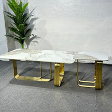 2-Piece Marble Top Stainless Steel Nesting Coffee Table Set - Gold U-Shaped Bases — WIMU Kitchen Nairobi — Kenya · WIMU Kitchen