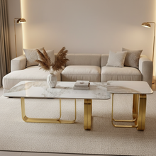 2-Piece Marble Top Stainless Steel Nesting Coffee Table Set - Gold U-Shaped Bases — WIMU Kitchen Nairobi — Kenya · WIMU Kitchen